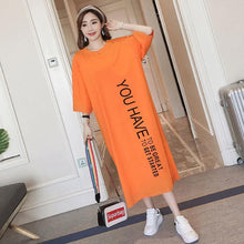 Load image into Gallery viewer, #4954 Summer Korean Style Letter Print Casual Cotton T Shirt Dress Women Loose Orange Color Short Sleeve Womens Dresses Fashion