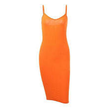 Load image into Gallery viewer, Toplook Orange Dresses 2019 Sexy High Waist Women Summber V-Neck Backless Knee Dress Spaghetti Bodycon Elegant Fashion Party